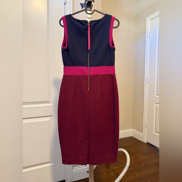 Boden Elegant Colorblock Sleeveless Dress - Navy and Burgundy - Picture 2 of 6